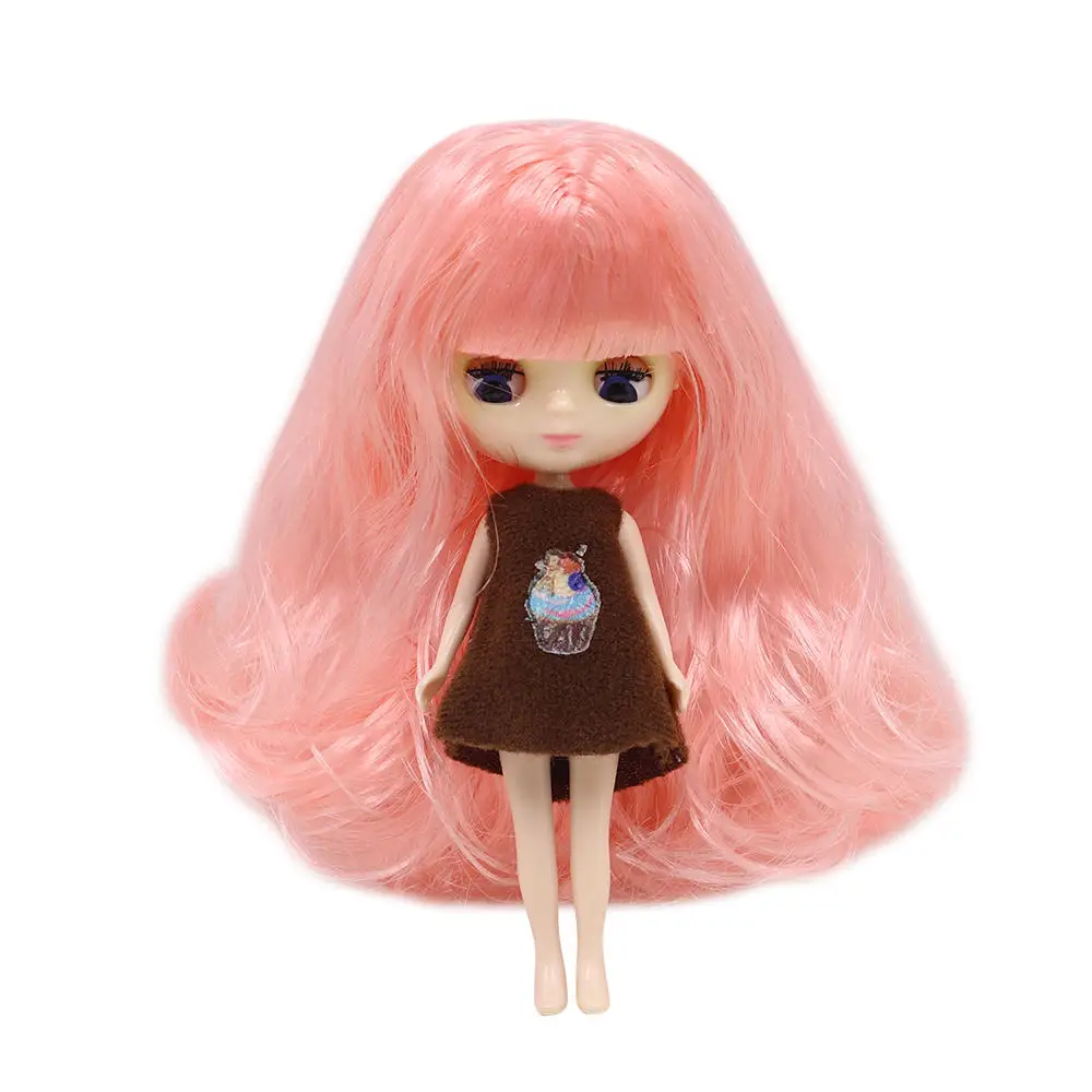 Мини Blyth ню кукла 10 см несколько волос цвет с случайным платье с/без челки нормальное тело DIY модные игрушки - Цвет: Синий