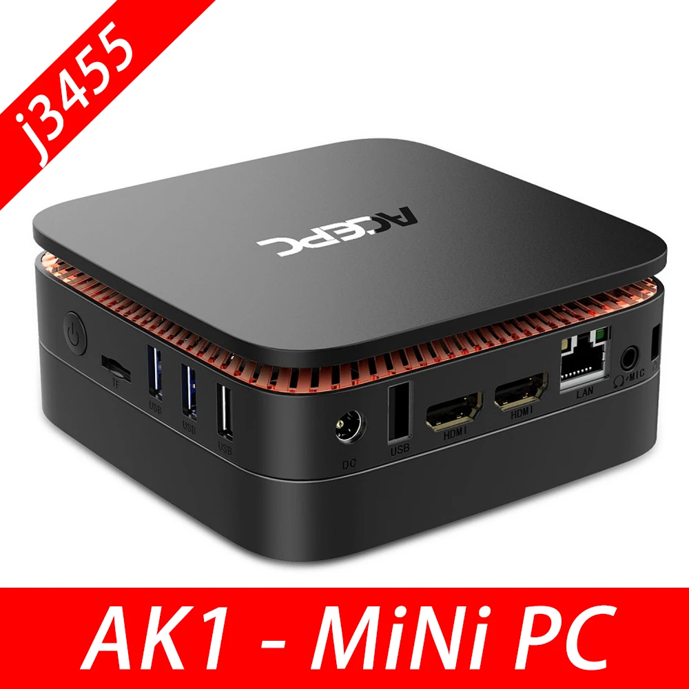 AK1 Мини ПК Windows10 Мини компьютер Intel Celeron Apollo Lake J3455 4G ram 64GB SSD HTPC офис HDMI WiFi 4K USB3.0 мини настольный компьютер