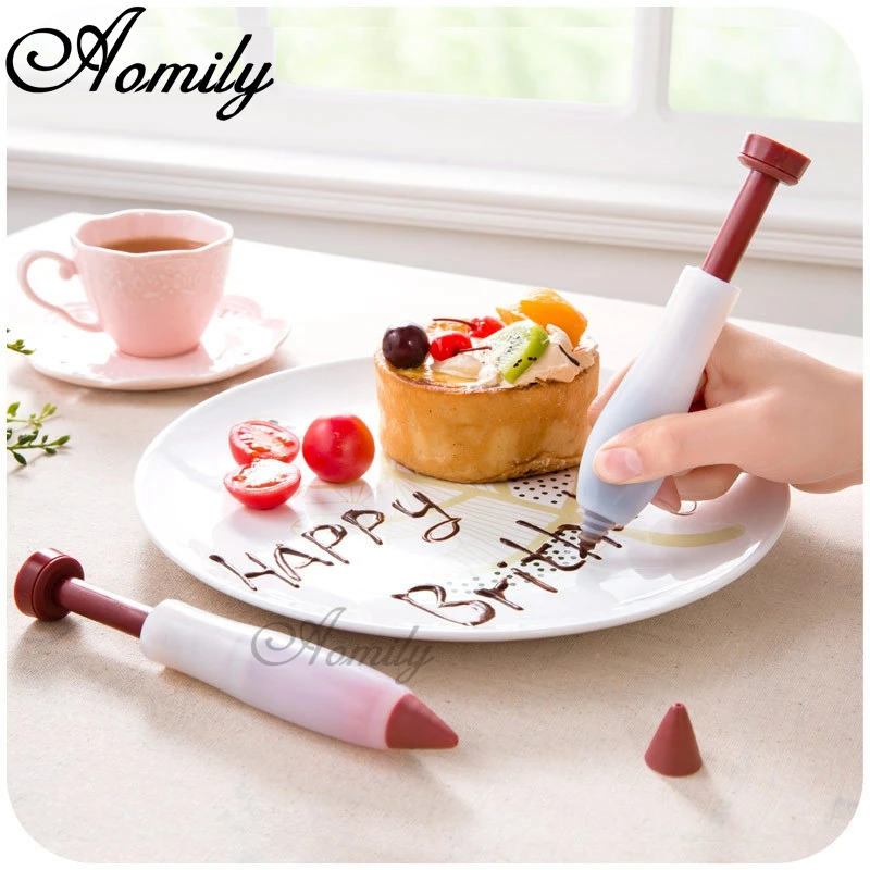 

Aomily Silicone DIY Writing Pen Chocolate Decorating Tools Cake Mold Cream Cup Cookie Icing Piping Pastry Nozzles Dessert Pen