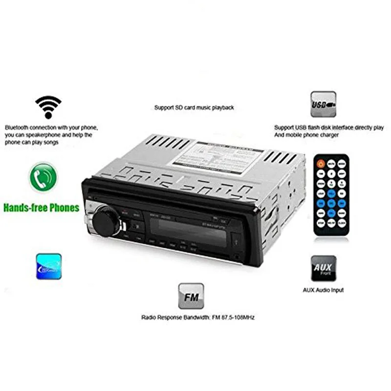 Bluetooth аудио приемник mp3 плеер/FM радиоприемник 1 Din в тире USB/SD/AUX Автомобильная