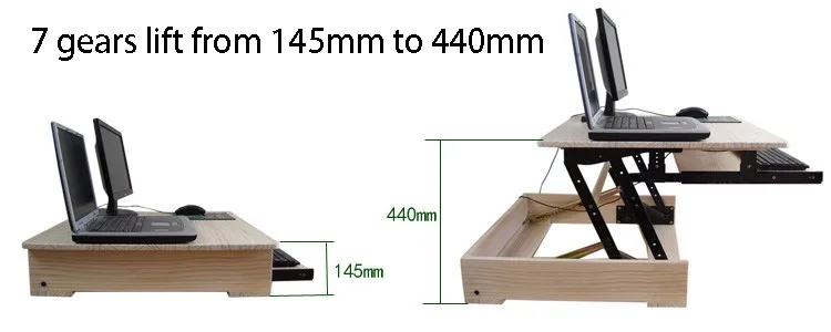 HPSL-2 из натурального дерева, регулируемая высота, стоячий/стоячий стол, стояк для ноутбука, стол для ноутбука, NotebookWith Strechable Keyboard Tray