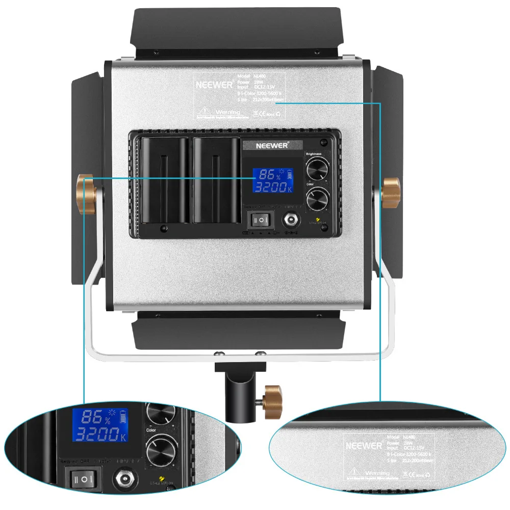 Neewer 1/2 упаковок Модернизированный 480 светодиодный светильник для видеосъемки и стенд, светильник для фотосъемки, двухцветный Диммируемый светодиодный светильник с дверью сарая