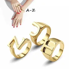 Moda inglês carta A-Z anéis de tamanho aberto inicial alfabeto anel amantes amigos melhores presentes festa noivado casamento jóias