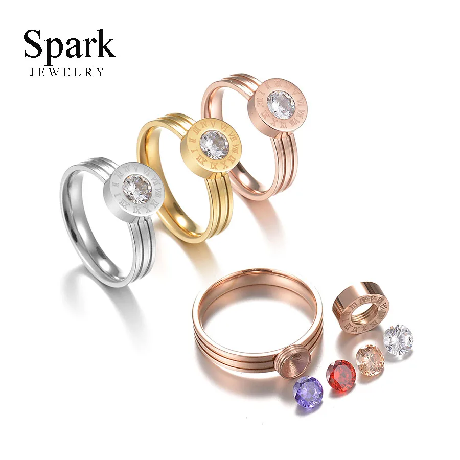 Роскошное кольцо из нержавеющей стали с фианитом и гравировкой|ring stainless|ring stainless