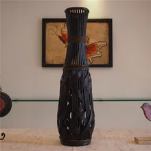 Настольная Классическая большая бамбуковая ваза, модный домашний декор, ремесло, антикварная имитация цветочного пола, ваза для украшения гостиной