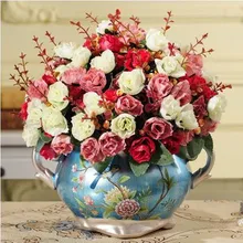 Красивая европейская керамическая ваза, узор с цветами и птицами, кре