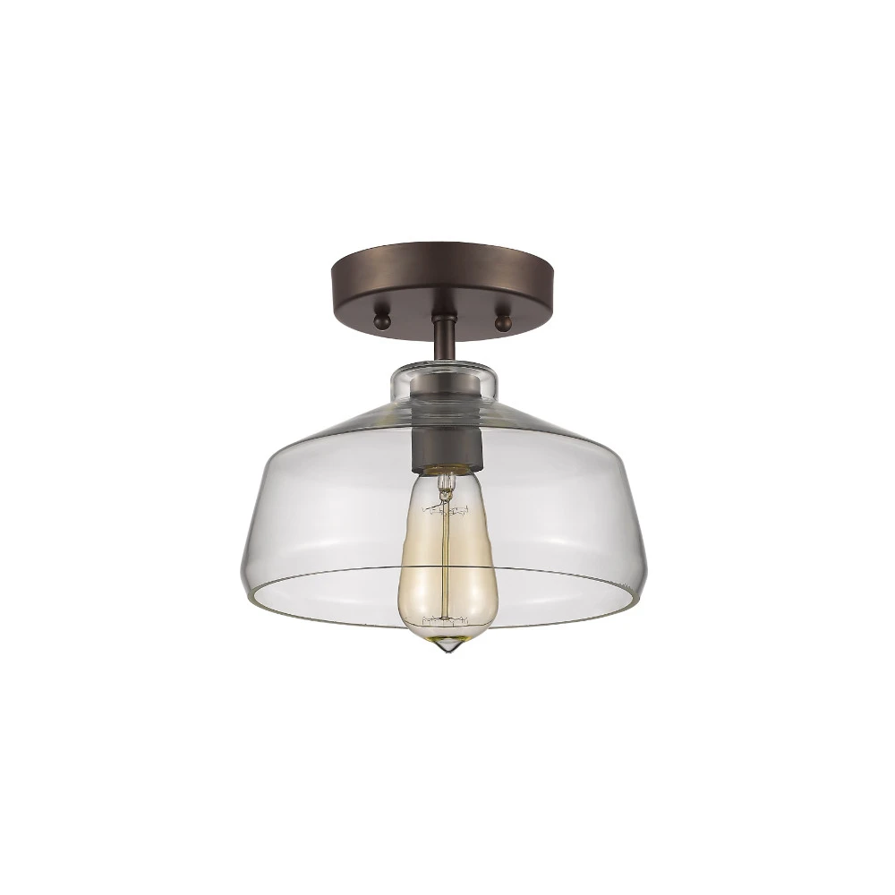 CH54010CL09-SF1 IRONCLAD Industrial-style 1 Light Rubbed Bronze Semi-flush Ceiling Fixture 9 Shade