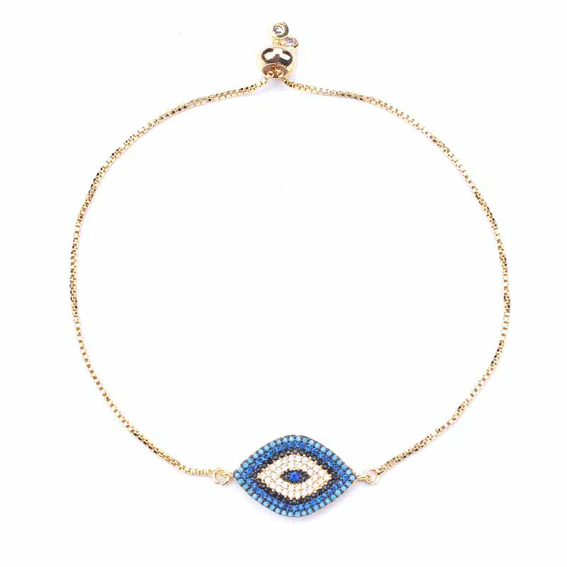 New Fashion Micro Pave CZ Evil Eye Women Bracelet Gold Silver Color