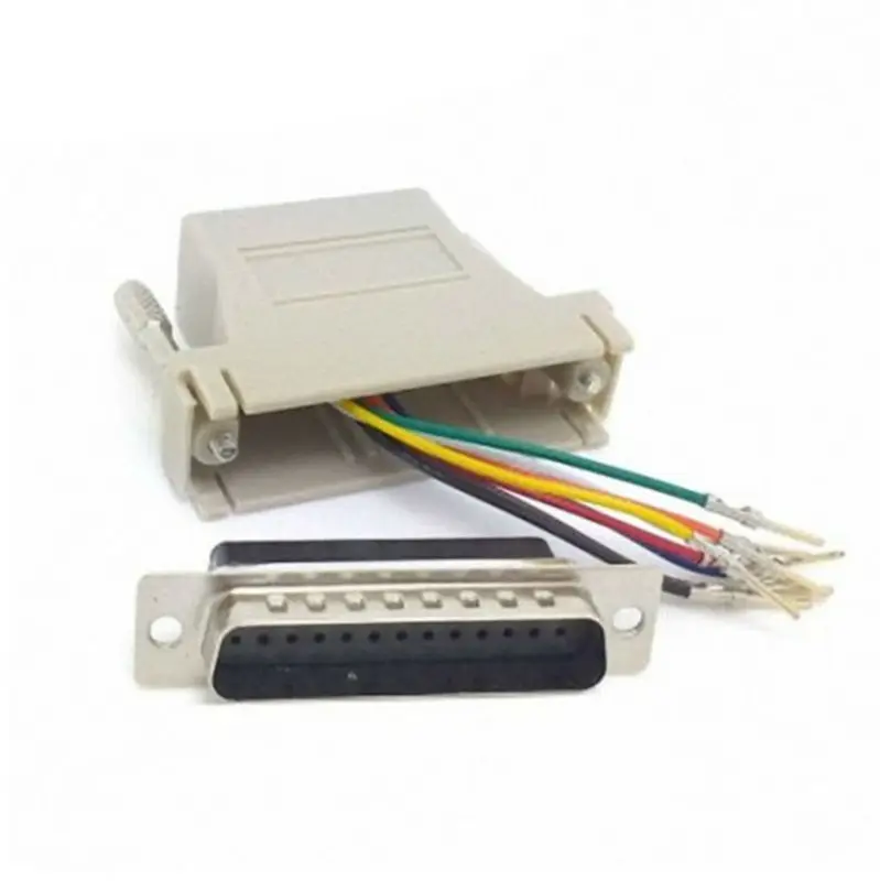 

10pcs Serial Interface D-Sub 25pin Male Extender To Lan Cat5 Cat5e RJ45 Ethernet Female Adapter Beige Color