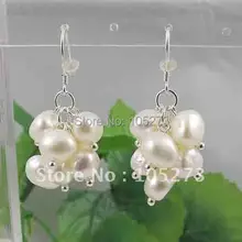 Милый жемчуг серьги 2''inchs АА 8-9 мм белый цвет натуральный пресноводный жемчуг серьги швенза из серебра 925 пробы 10 пар/лот A2612