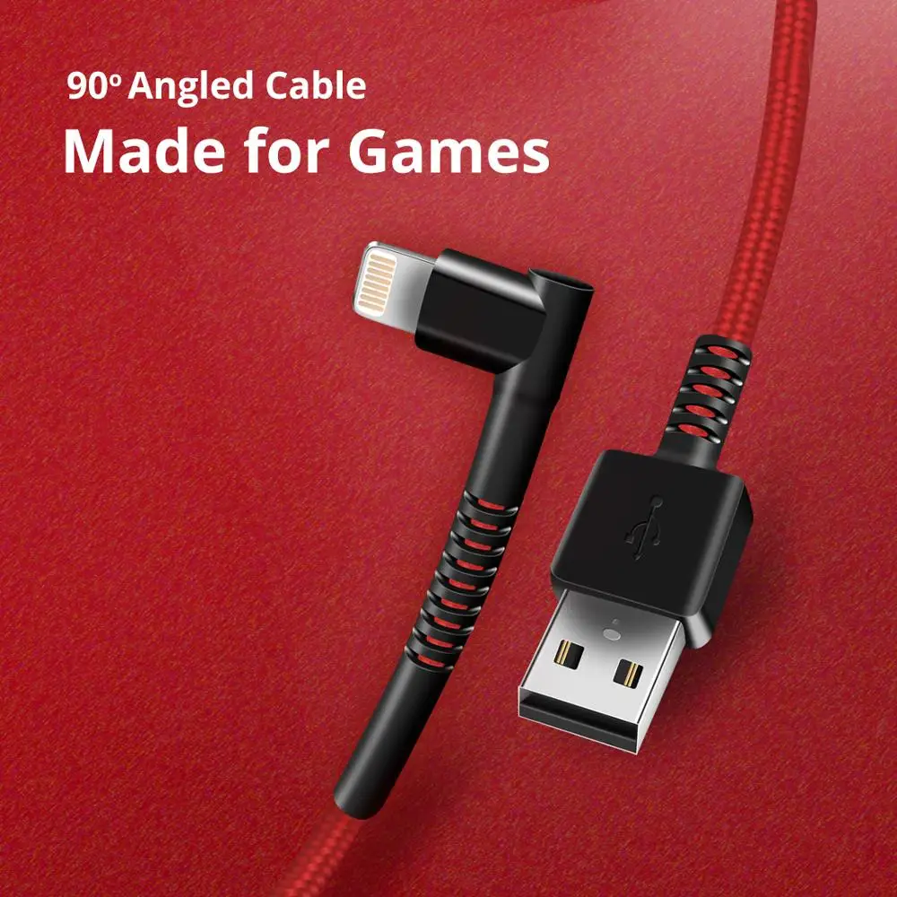 ISky 90 градусный MFi кабель игровой для iPhon X8765 SE подсветки USB зарядное устройство