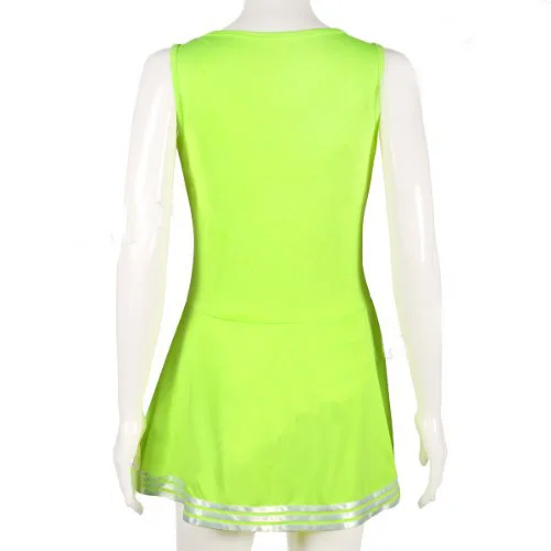 Флуоресцентная Зеленая форма Чирлидера для девочек, костюм Чирлидера, спортивные костюмы для чирлидинга с помпонами, размеры 34-36