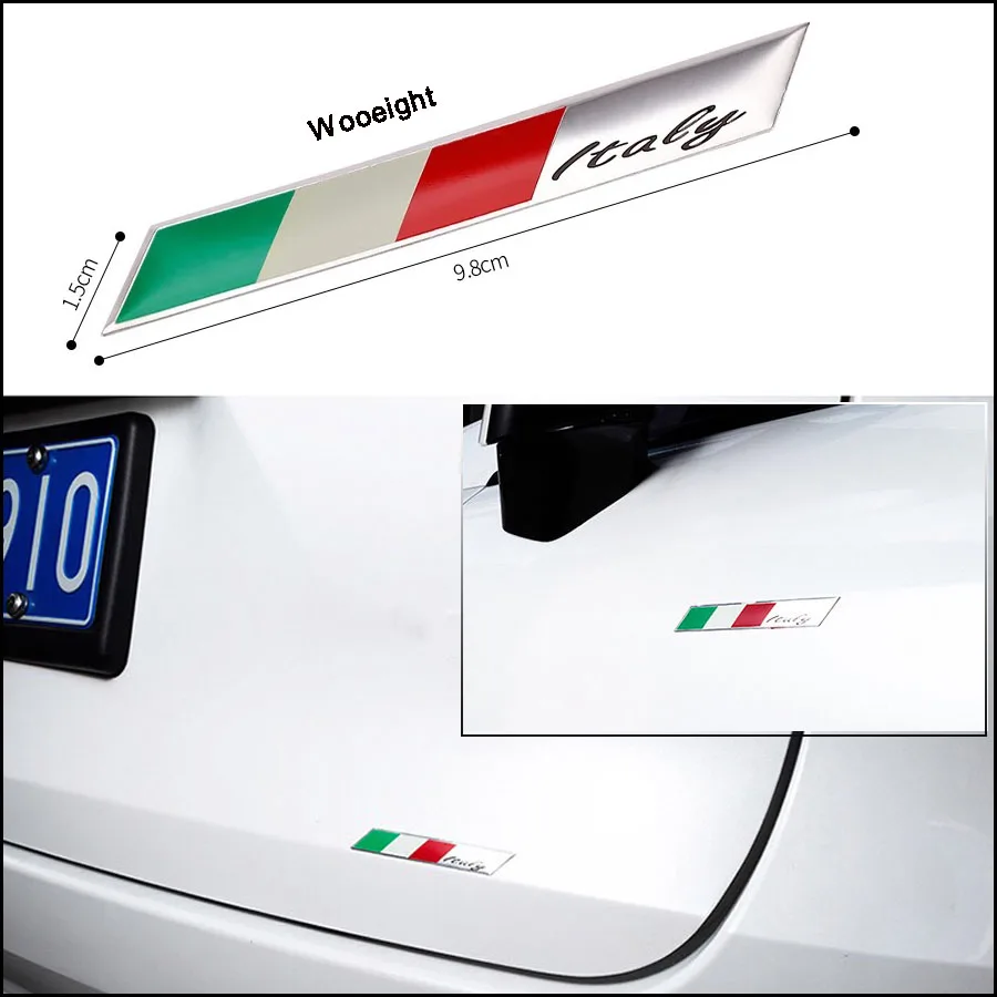 1Pc 3D Aluminum Italy Emblem Badge Flag Car Stickers Fender Trunk Decoration For Audi BMW VW Alfa Romeo FIAT Honda Benz (5)