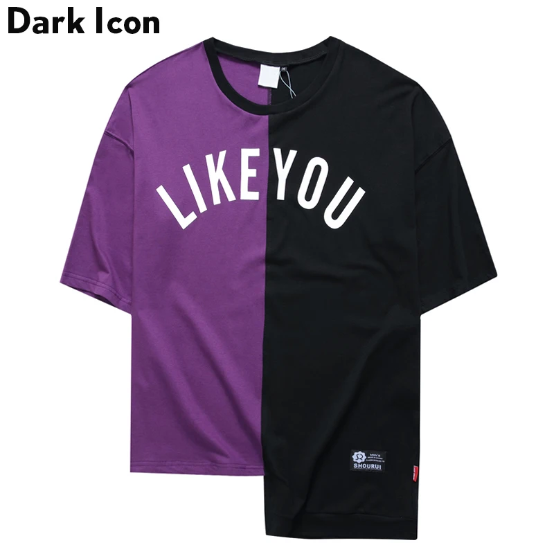 DARK ICON DARKICON цветная контрастная Лоскутная Мужская футболка с неровным подолом