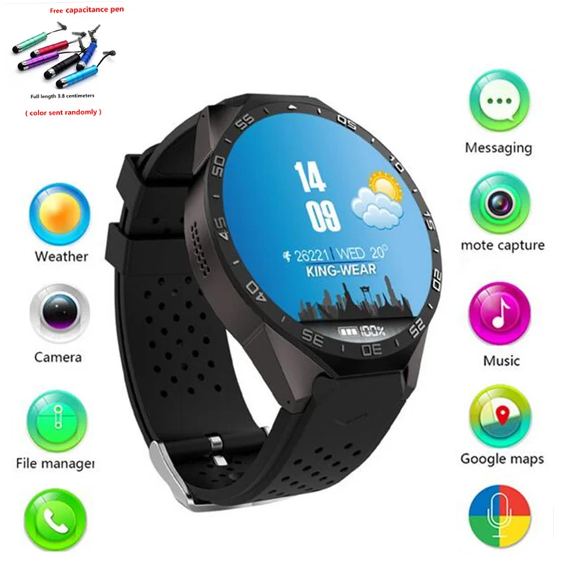 Смарт-часы Kingwear KW88 Android 5 1 HeartRate Bluetooth вызов Wi-Fi gps 3g для samsung gear s3 hauwei lenovo PK lem5 |