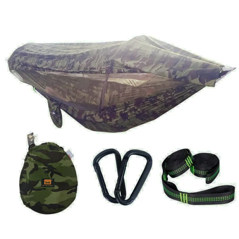 1-2 человека портативный открытый кемпинг гамак с тентом москитная сетка высокая прочность парашют ткань подвесная кровать охота качели - Цвет: 290X145cm Camouflage