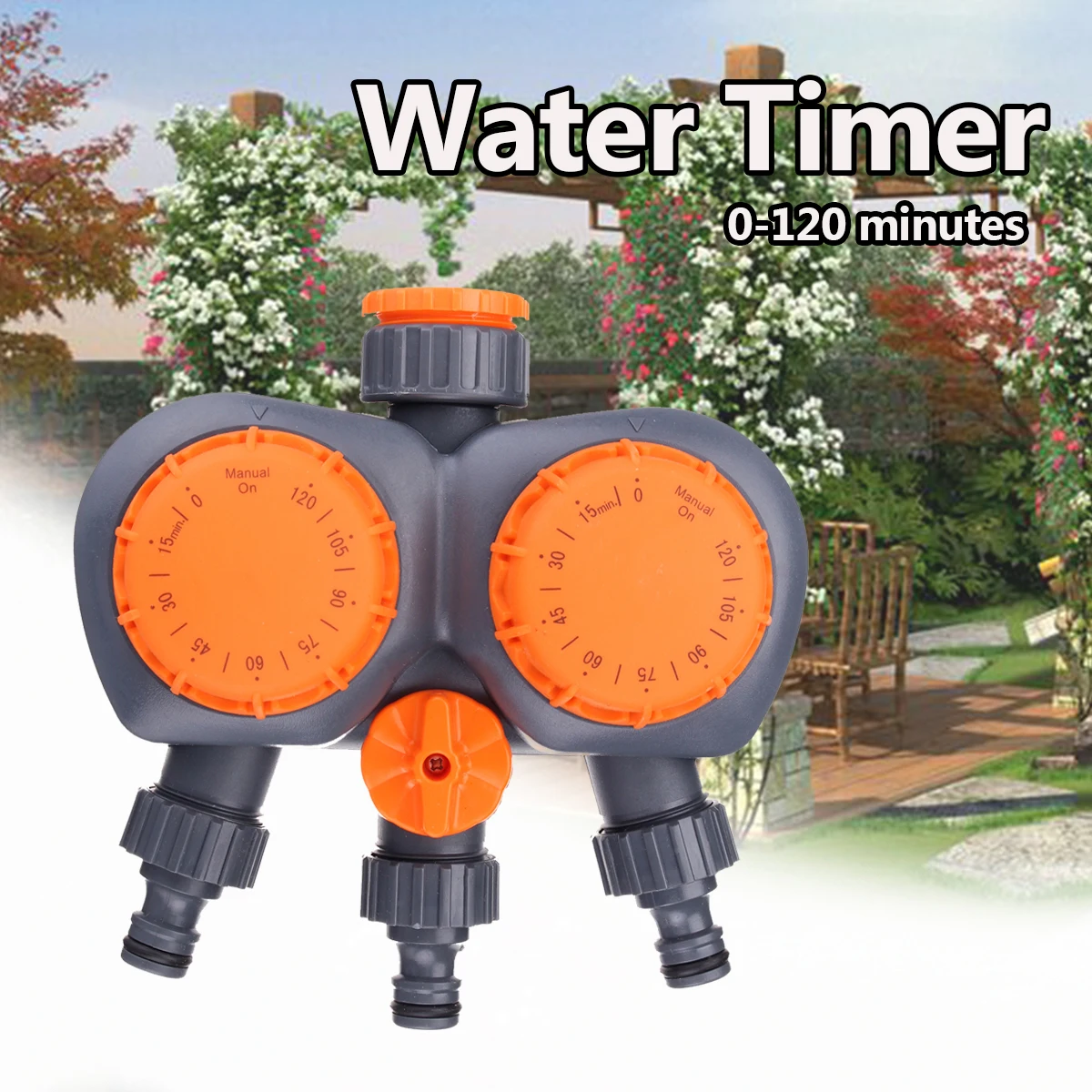 

2 Head Automatic Electronic Water Timer Valve Mechanical Timing Water Flow Switch Garden Irrigation Controller Watering System