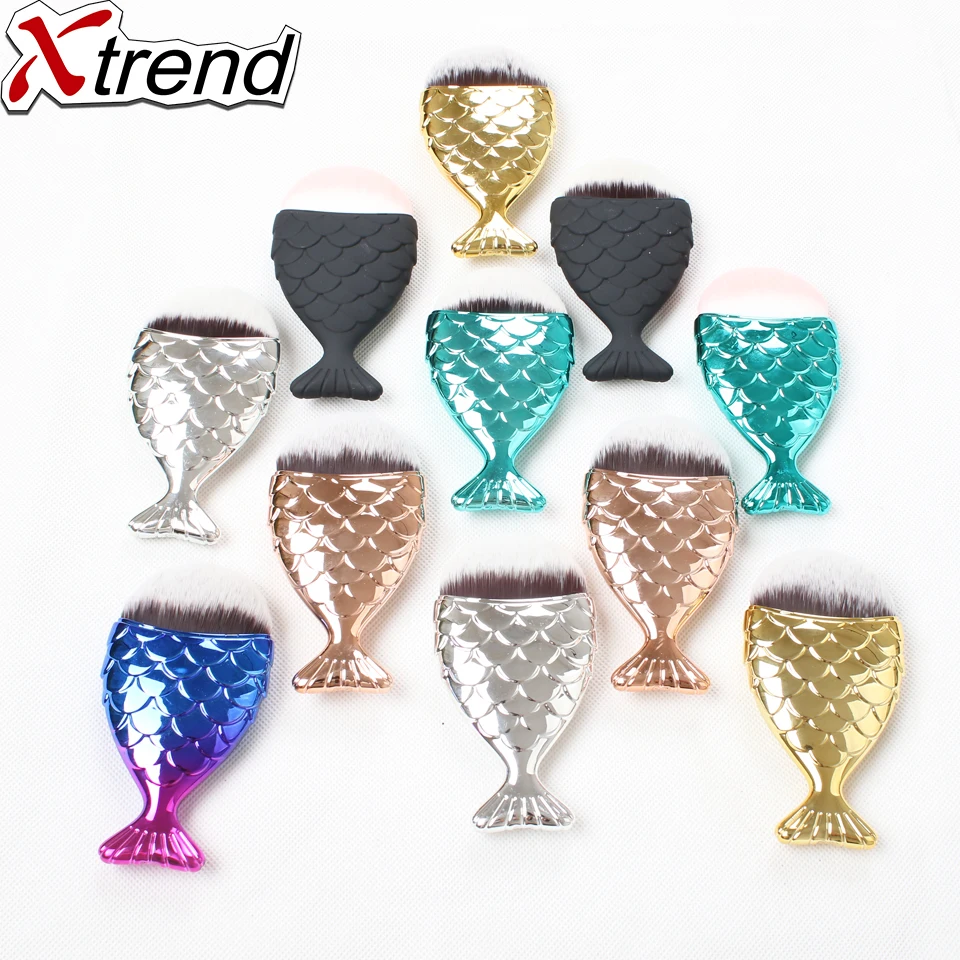 

New arrival Fashionable Mermaid Makeup Brushes Powder Blush Foundation MakeUp Brush Cosmetic Tools Fish Brush Separately 6color