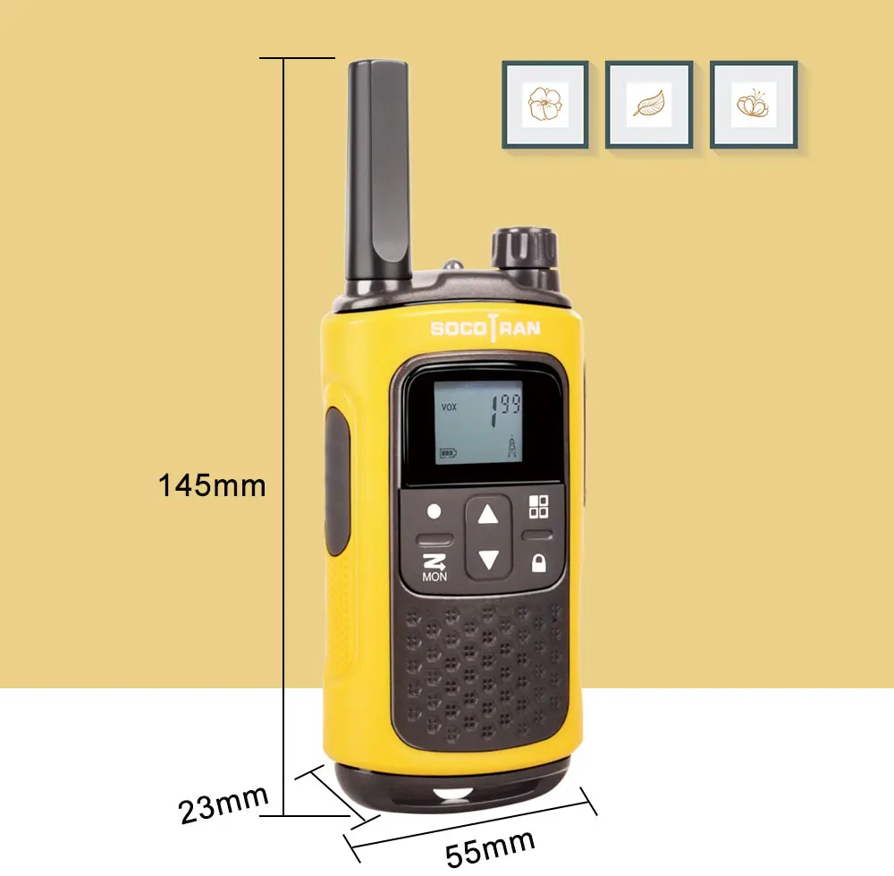 Лицензия FRS/GMRS Walkie Talkies двухстороннее радио с перезаряжаемой батареей 0,5 Вт 22CH VOX ЖК-экран Socotran T80