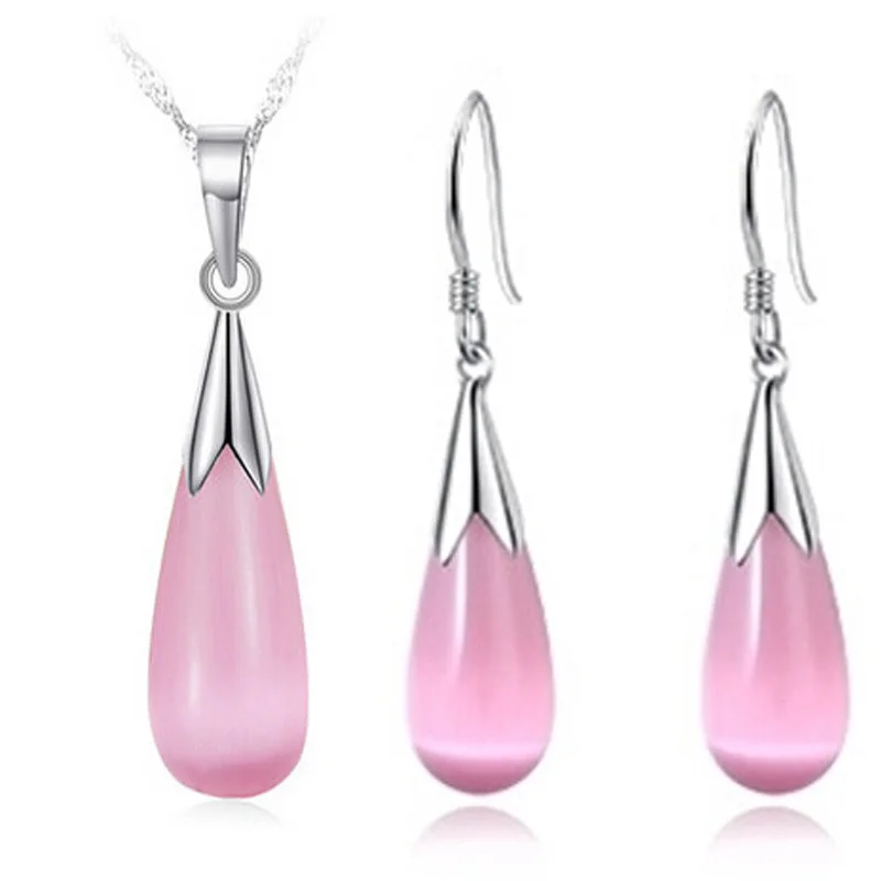 Серебряные украшения 925 пробы с каплями белого опала|set 925|set 10set sterling silver |