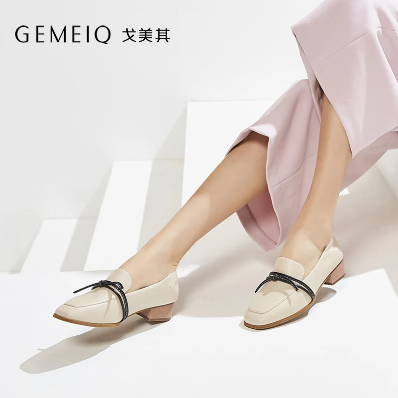 GEMEIQ/Новинка 2019 года сезон весна открытые туфли с квадратным носком на среднем