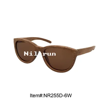 

unique oval pure wood frame sunglasses