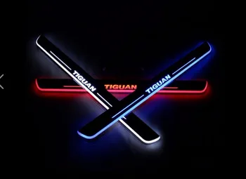 

Qirun acrylic led moving door scuff welcome light pathway lamp door sill plate linings for Volkswagen Tiguan 2013 2014 2015
