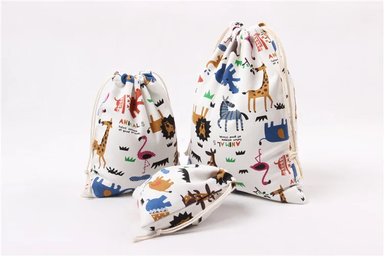Новый стиль милый путешествия складной шоппинг Drawstring рюкзак сумка для хранения многоразового использования животных Печать Drawstring сумка