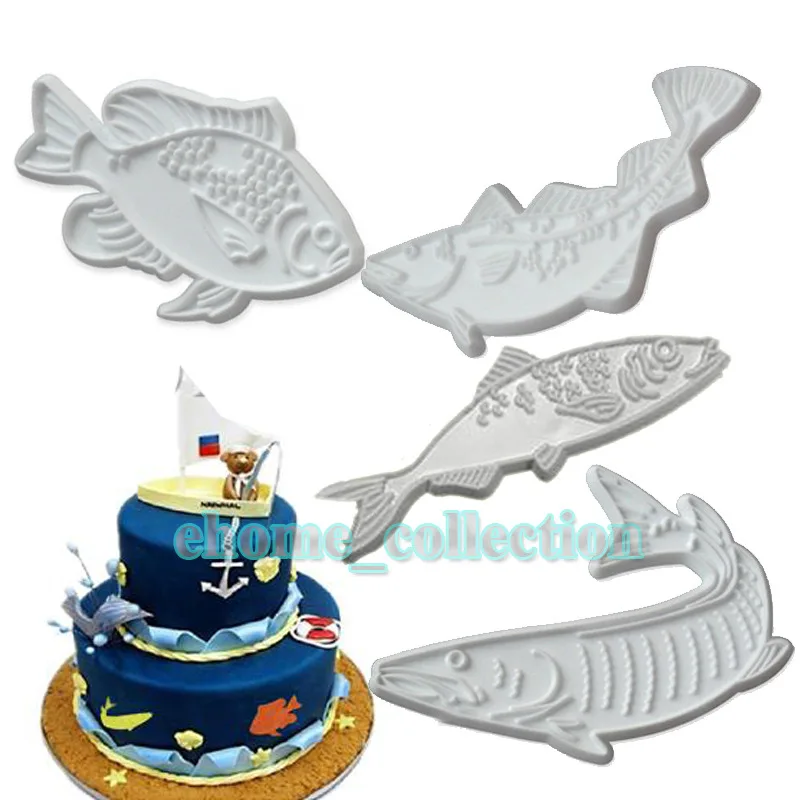 

DIY Cake Chocolate Mold 3D Plastic Fish Shaped Plastic Printing Biscuits Cookies Cutter Embosser Fondant Cake Decorating Tools