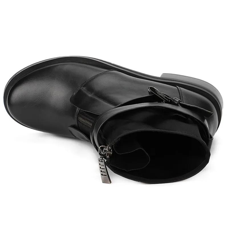 SARAIRIS/Новинка года; брендовые ботинки на молнии и не сужающемся книзу массивном каблуке; женские повседневные ботильоны черного цвета; элегантная женская обувь из органической кожи; большие размеры 35-42