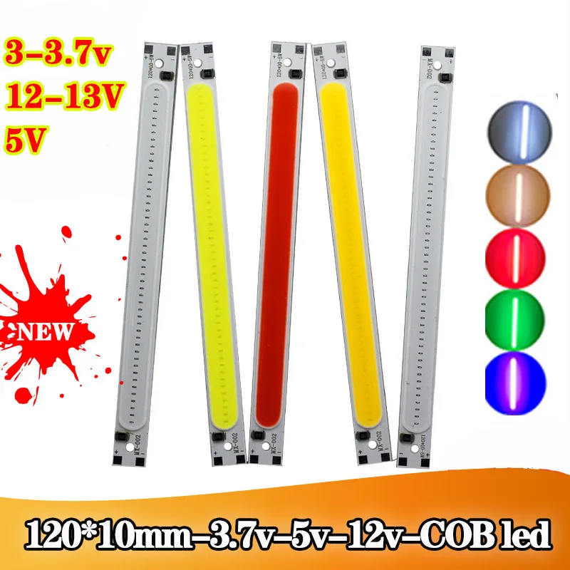 

5PCS Red /warm/white/Blue Color LED COB Source Bar chip diodes 5W LED COB strip low voltage 3V 1 battery 5v 12v led 5v USB