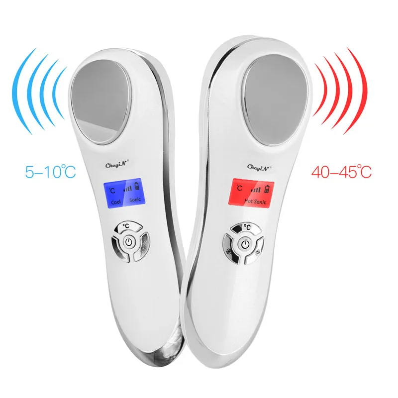 

CkeyiN andheld Hot and Cold Hammer Ultrasonic Ion Facial Deep Clean Skin Care Face Lifting Whitening Scrubber Beauty Instrument