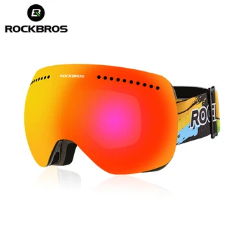 

ROCKBROS Skiing Snowboard Magnet Goggles Man Women Anti-Fog Windproof Cycling Glasses Large Spheral Myopia Skating Eyewear