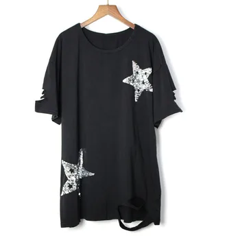 

Fashion Cool Vintage Harajuku Sequin star Punk shirt women Ropa Mujer streetwear skateboard American Casual camiseta