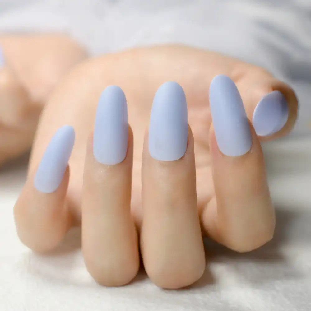 24pcs Light Blue Matte Press On Nail Long Stiletto Acrylic Nail Tips Full Wrap For Lady Hot Sale Manicure Accessories Z795 False Nails Aliexpress