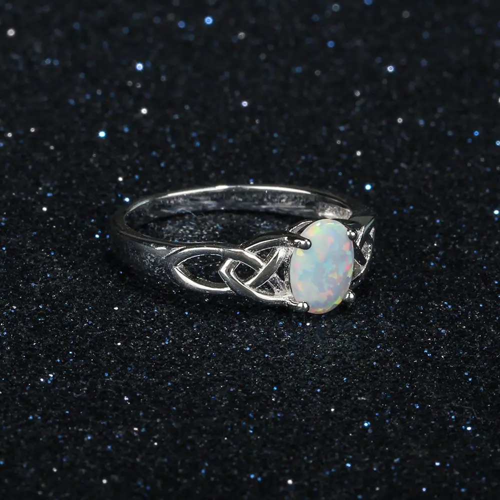 Women Jewelry 925 Sterling Silver Ring With Elliptical Milky Opal Stone Wedding Bands Romantic Style Gifts ( JewelOra RI102814)