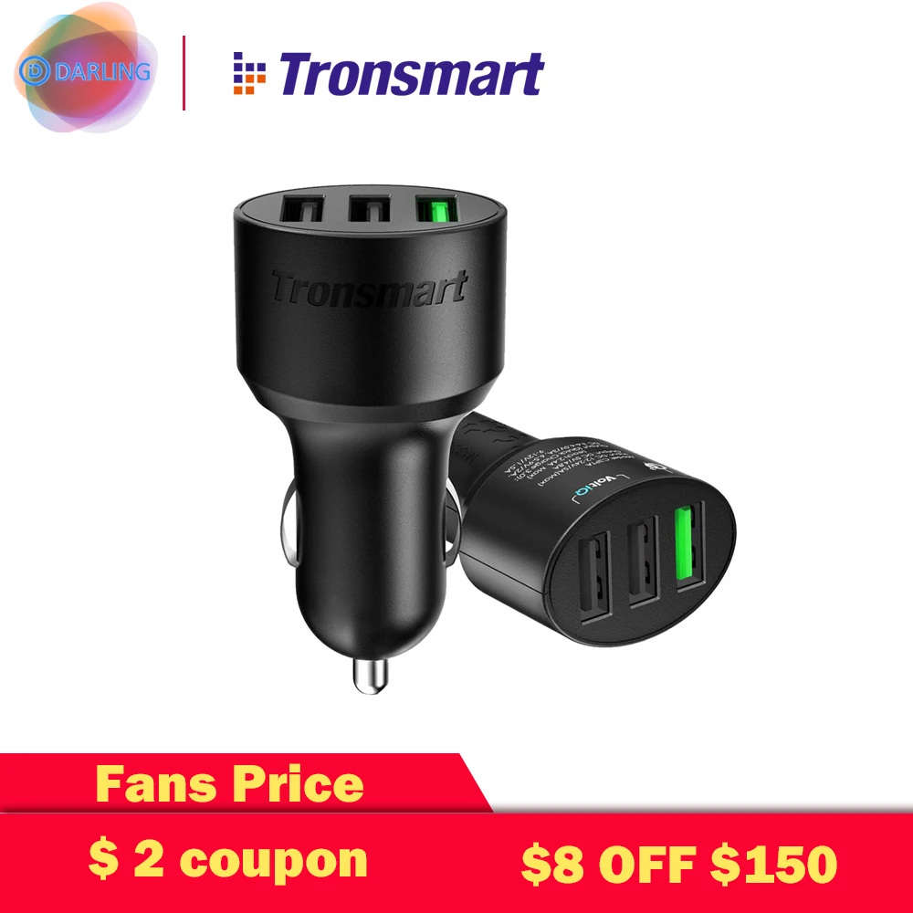 QC3.0 Car Charger Tronsmart C3PTA 3 USB Charge Ports Power Adapter