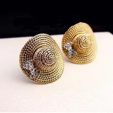 Exquisite Shining Crystal Hat Style High Quality Stud Earrings Women GOLD Jewelry Holidays GIFT Channel Earrings Wholesale