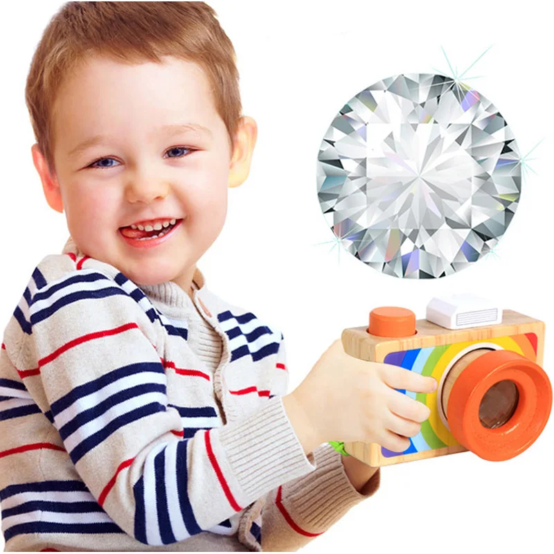 Montessori Toys Kids Early Educational Learning Wooden Toys for Children Simulation Camera Bee Eye Effect Magic Kaleidoscope