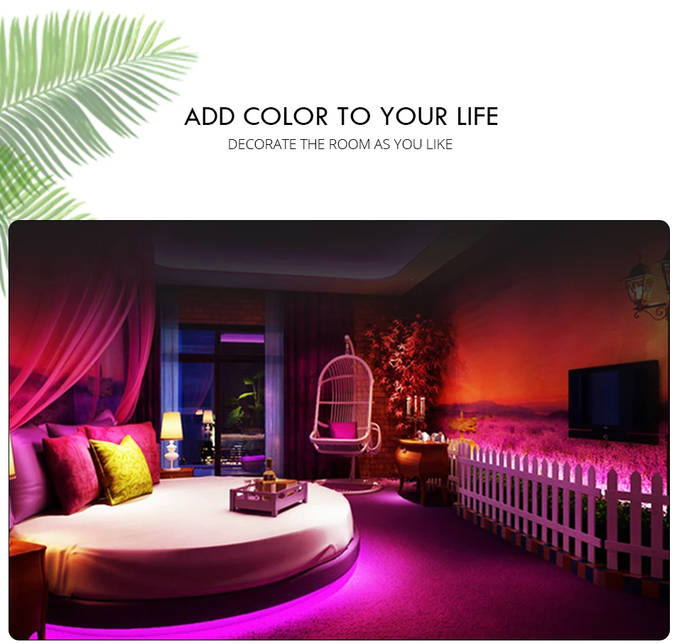 EeeToo Colorful Lamp Night Light LED DC 12V SMD 3535 Atmosphere Nightlight 60 120 LEDsm Diode Ribbon 4Pin RGB LED Strip Light (9)