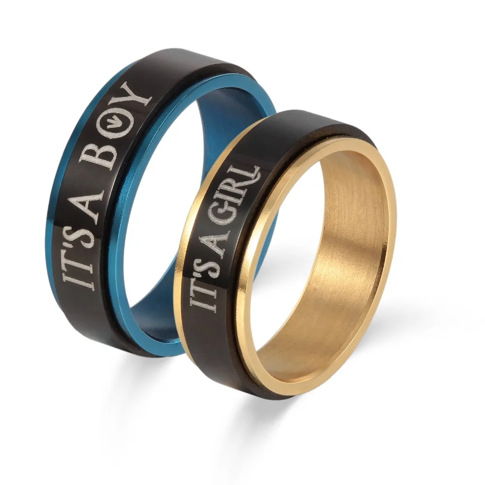 

316L stainless steel rotatable "IT'S A BOY" and "IT'S A GIRL " couple rings for lovers