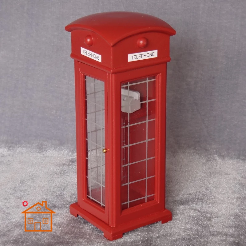 1 Telephone box miniature embellishment red black white P