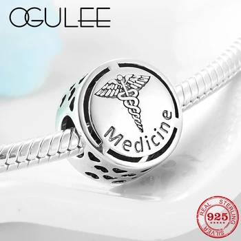 

Charm 925 Sterling Silver Medicine Sign Pattern Beads Accessories Fit Original European Charm Bracelet Jewelry making