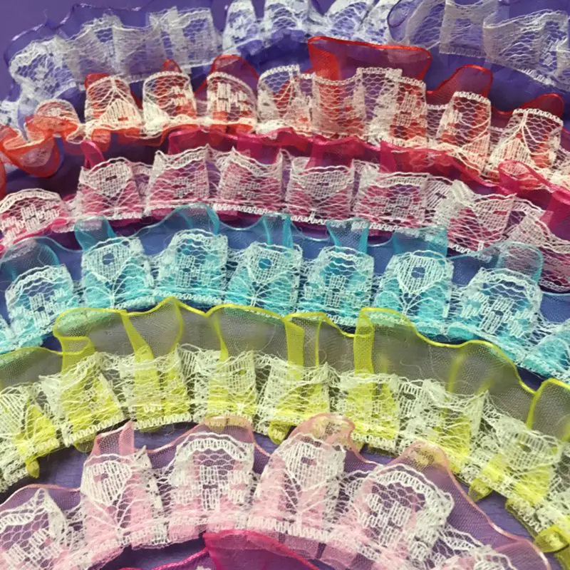 

Lace trim fabric double layer fabric lace trimmings for sewing girl dress dolls Needlework DIY Handmade Accessories