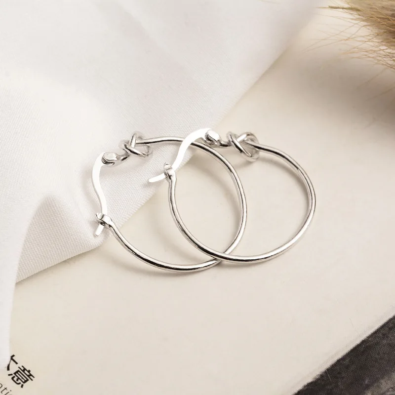 Серебряное кольцо для ушей S925 ZC085 простые металлические круглые серьги