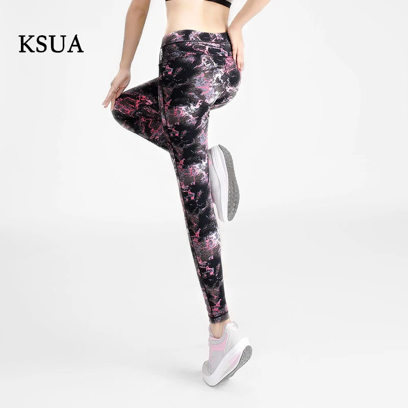 

KSUA Yoga Pants For Women Printing High Waist Quick Drying Brand Woman's Fitness Leggings Breathable Pantalon Yoga Free Shipping