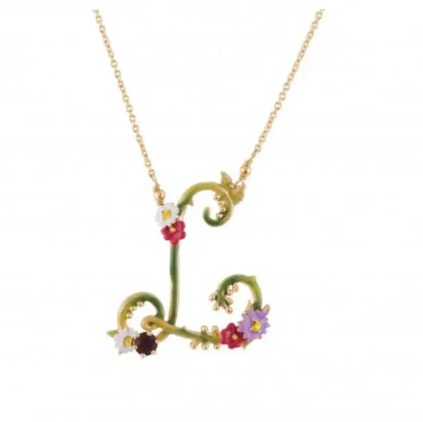 CSxjd эмалированная глазурь маленький цветок драгоценный камень ожерелье с буквами женское модное ожерелье ювелирное изделие подарок - Окраска металла: L