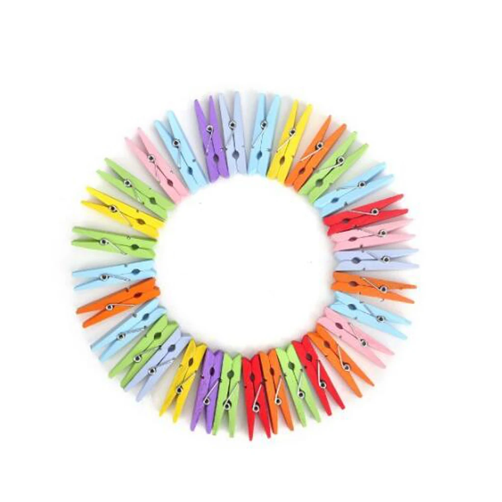 50 Pcs Mixed Wood Clips Wooden Pegs Clothespins Photo Paper Art Craft for Baby Shower Party DIY Gifts Christmas Embellishment