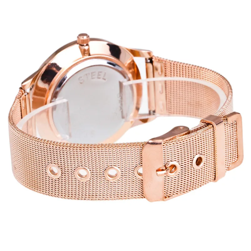 Fashion Women's Watches Simple Stainless Steel Mesh Strap Quartz Watch Rose Gold Wrist Watch Clock relogio feminino Y09 (1)
