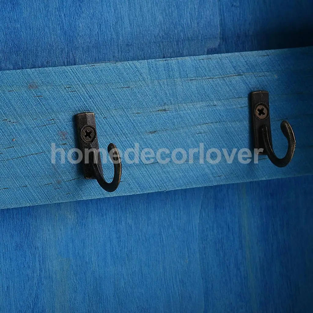 Retro Wall Mount Key Rack Storage Box Shelf Wooden Cabinet Cubby Letter Mail Holder Case